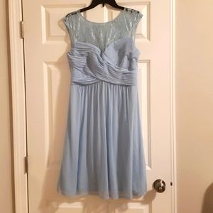 Light Blue Bridesmaid Lace Dress